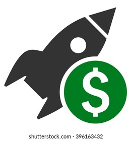 Business Startup vector icon. Style is bicolor flat symbol, green and gray colors, white background.
