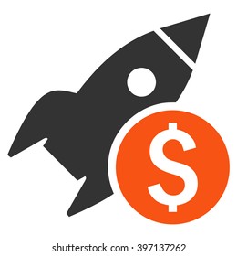 Business Startup vector icon. Style is bicolor flat symbol, orange and gray colors, white background.