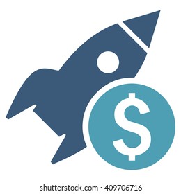 Business Startup vector icon. Style is bicolor flat symbol, cyan and blue colors, white background.