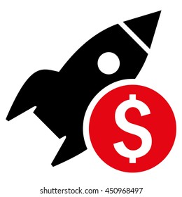 Business Startup vector icon. Style is bicolor flat symbol, intensive red and black colors, white background.