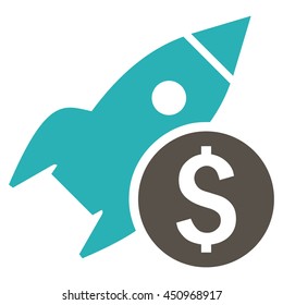 Business Startup vector icon. Style is bicolor flat symbol, grey and cyan colors, white background.