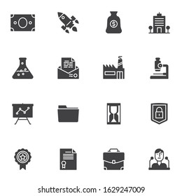 Business Startup vector icons set, modern solid symbol collection, Launch Project filled style pictogram pack. Signs, logo illustration. Set includes icons as