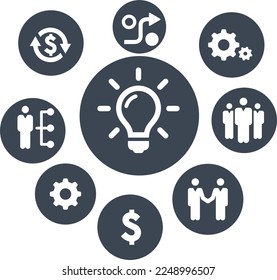 Diseño vectorial de iconos de startups empresariales