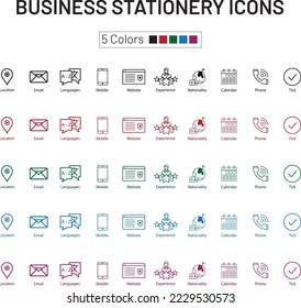 Business Stationery Icon Set, Resume Icon Set, Web icon set. Contact us icons, set of website icons, vector. Communication symbol
