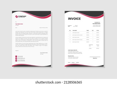 Business stationery letterhead and invoice template