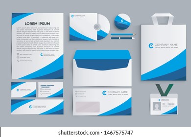 Business stationery mockup branding,Corporate brand identity set. Corporation template set,with blue color,editable template