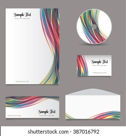 Business stationery set with wave design