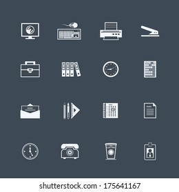 Business stationery supplies internet collection of briefcase coffee and id card with portrait isolated vector illustration