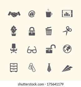 Business stationery supplies internet collection of handshake glasses and tie isolated vector illustration