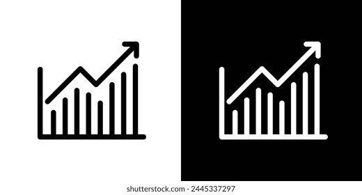 Iconos de histograma de gráfico y estadística empresarial. Gráfico de crecimiento financiero y símbolo infográfico.