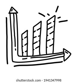 Business statistic hand drawn icon design, outline black, doodle icon, vector icon