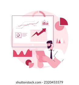 Business statistics abstract concept vector illustration. Financial report, company performance analysis, data collection, decision making, marketing research, service improvement abstract metaphor.