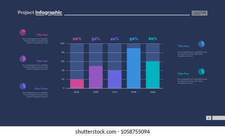 Business statistics chart slide template. Business data. Graph, diagram. Creative concept for infographic, presentation, report. Can be used for topics like investment, marketing, economics