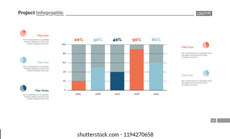 Business statistics chart slide template. Business data. Graph, diagram. Creative concept for infographic, presentation, report. Can be used for topics like investment, marketing, economics