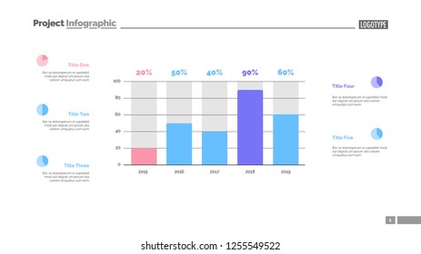 Business statistics chart slide template. Business data. Graph, diagram. Creative concept for infographic, presentation, report. Can be used for topics like investment, marketing, economics