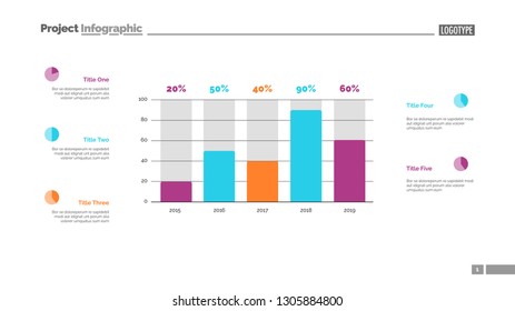 Business statistics chart slide template. Business data. Graph, diagram. Creative concept for infographic, presentation, report. Can be used for topics like investment, marketing, economics