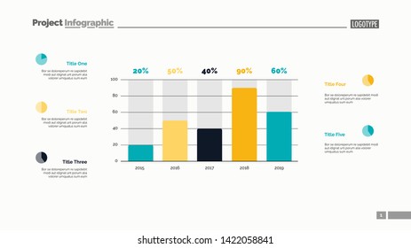 Business statistics chart slide template. Business data. Graph, diagram. Creative concept for infographic, presentation, report. Can be used for topics like investment, marketing, economics
