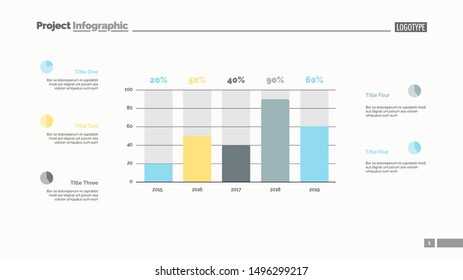 Business statistics chart slide template. Business data. Graph, diagram. Creative concept for infographic, presentation, report. Can be used for topics like investment, marketing, economics