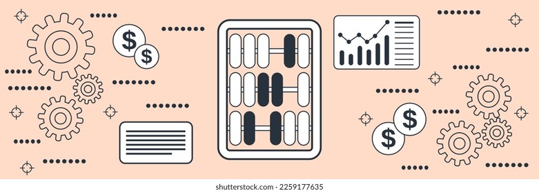 Business statistics, financial analytics, market trend analysis, report flat contour style vector concept illustration
