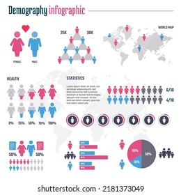 Business statistics graph, demographics population chart, people modern infographic vector elements	
