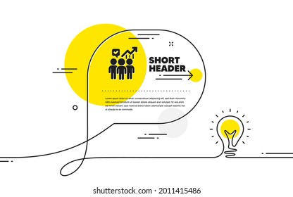 Business statistics icon. Continuous line idea chat bubble banner. Meeting report sign. Employees working results symbol. Business statistics icon in chat message. Vector