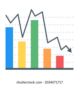 Business statistics icon in flat design