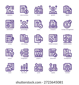 Business Statistics Icon pack para o seu site, celular, apresentação e design de logotipo. Business Statistics Design de cores básico de linha de ícone. Ilustração de gráficos vetoriais e traçado editável.
