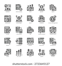 Business Statistics Icon-Paket für Ihre Website, Ihr Handy, Ihre Präsentation und Ihr Logo-Design. Geschäftsstatistiken Icon solides Design. Vektorgrafik-Illustration und bearbeitbarer Strich.