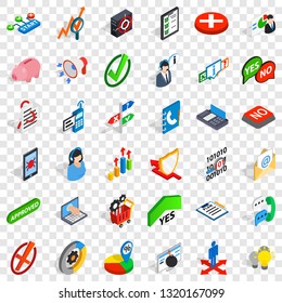 Business statistics icons set. Isometric style of 36 business statistics vector icons for web for any design