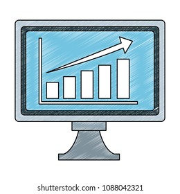 Business statistics on computer screen scribble