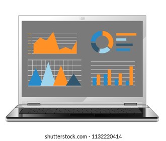 Business Statistics On The Screen, Flat Design 