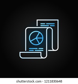 Business Statistics Report vector colorful icon or symbol in outline style on dark background