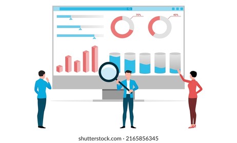 business statistics research flat character vector illustration