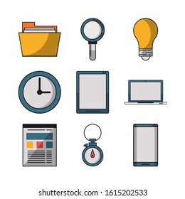 business and statistics set icons vector illustration design