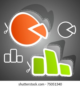 Business statistics vector set. Sticker collection. Vector illustration (eps10).