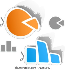 Business statistics vector. Sticker set.