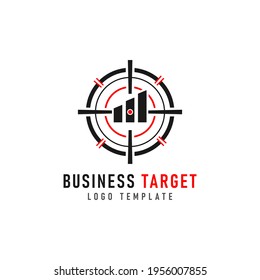 Business Stats Combined with Abstract Target Scope. Modern Logo Design Illustration.