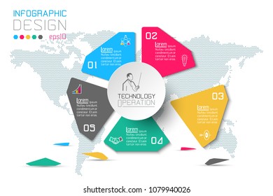 Business step options and abstract infographics number options template.