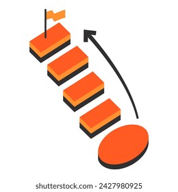 Business step up Staircase. Vector illustration in flat style with business goal theme. Editable vector illustration.