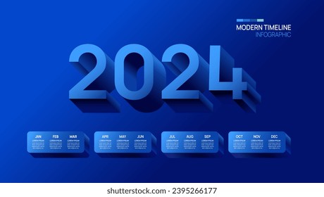 Business step timeline infographic 2024 template. Modern milestone element timeline diagram calendar, vector infographics.