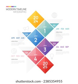 Business step timeline infographic arrow template. Modern milestone element timeline diagram calendar and 4 quarter topics, vector infographics.