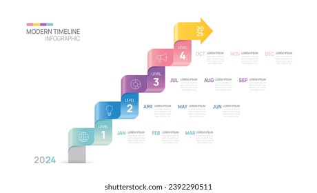 Business step timeline infographic arrow template. Modern milestone element timeline diagram calendar and 4 quarter, vector infographics.