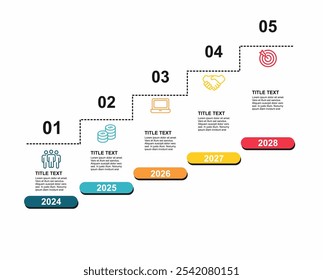 Calendario de diagrama de línea de tiempo de paso de negocio Infografía Plantilla de flecha Moderno elemento de hito