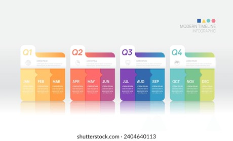 Business step timeline infographic template. Modern milestone element timeline diagram calendar and 4 quarter topics, vector infographics.