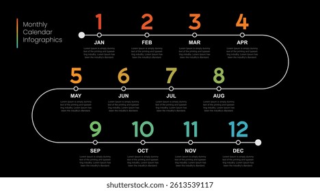 Business step timeline infographic template. Modern milestone element timeline diagram calendar, vector infographics. Monthly calender infographics for presentation.