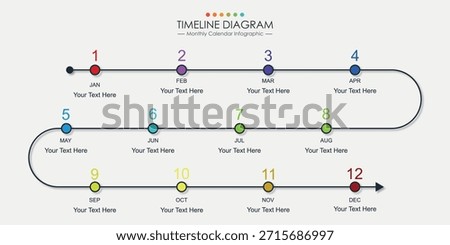 Business step timeline infographic template. Modern milestone element timeline diagram calendar, vector infographics. Monthly calender infographics for presentation.