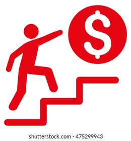 Business Steps icon. Vector style is flat iconic symbol with rounded angles, red color, white background.