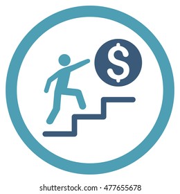 Business Steps rounded icon. Vector illustration style is flat iconic bicolor symbol, cyan and blue colors, white background.