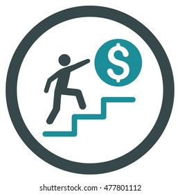 Business Steps rounded icon. Vector illustration style is flat iconic bicolor symbol, soft blue colors, white background.