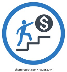Business Steps rounded icon. Vector illustration style is flat iconic bicolor symbol, smooth blue colors, white background.